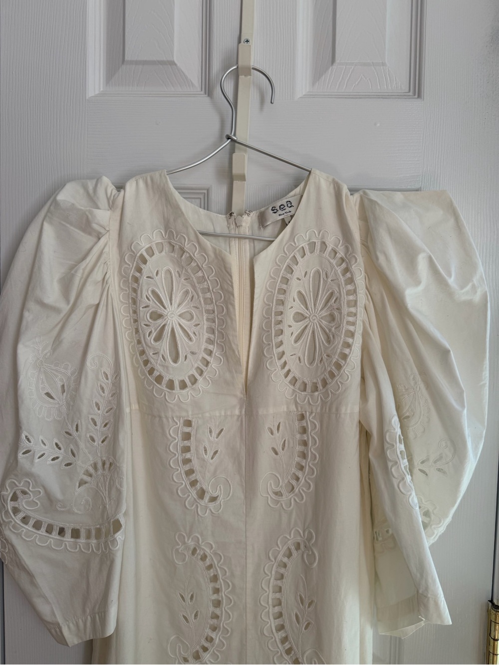 Sea New York White Crochet Cotton Dress Size 6 - Picture 5 of 10